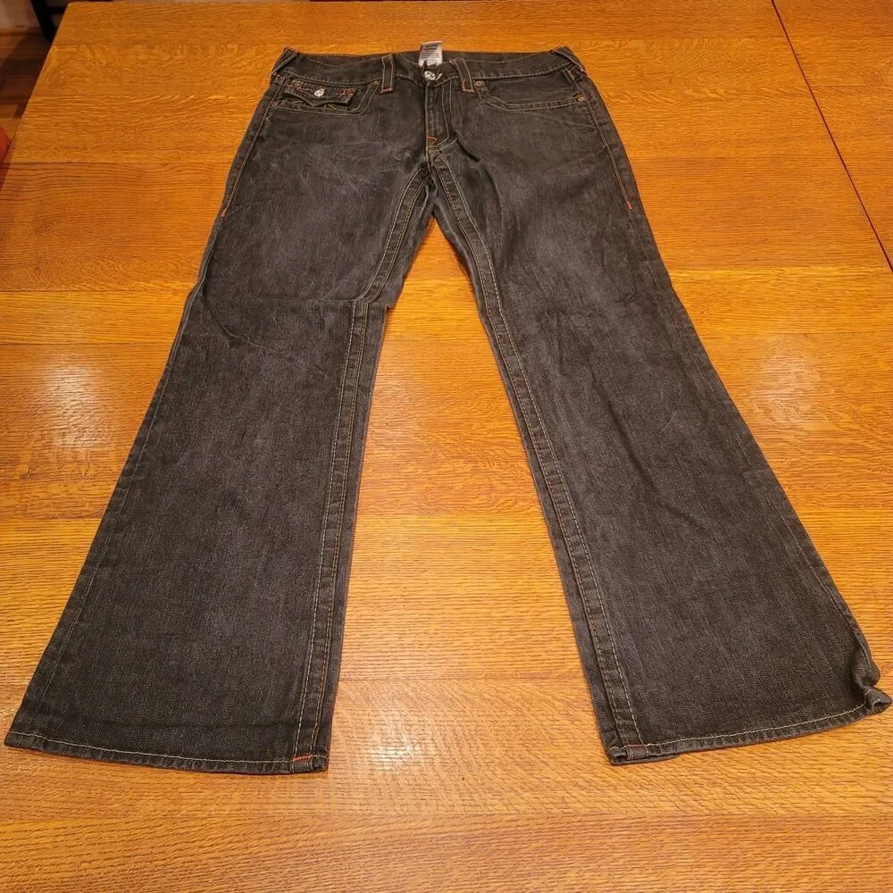 True Religion World Tour Mens Billy Jeans Dark Blue Denim Bootcut Jeans